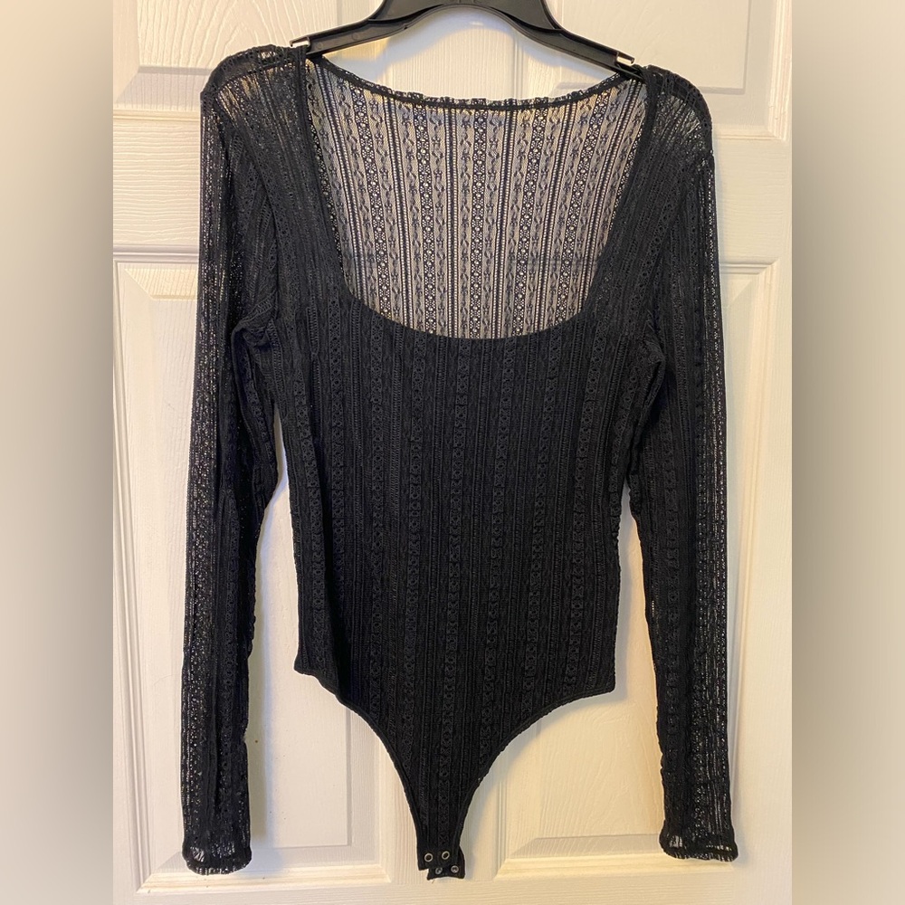 Abercrombie & Fitch Black bodysuit sheer lace arms & back